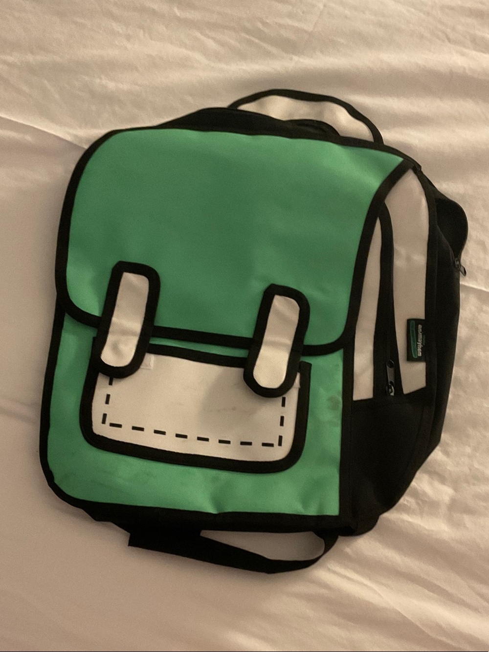 2D Green Cartoon-Style Backpack - Picture 1 of 6